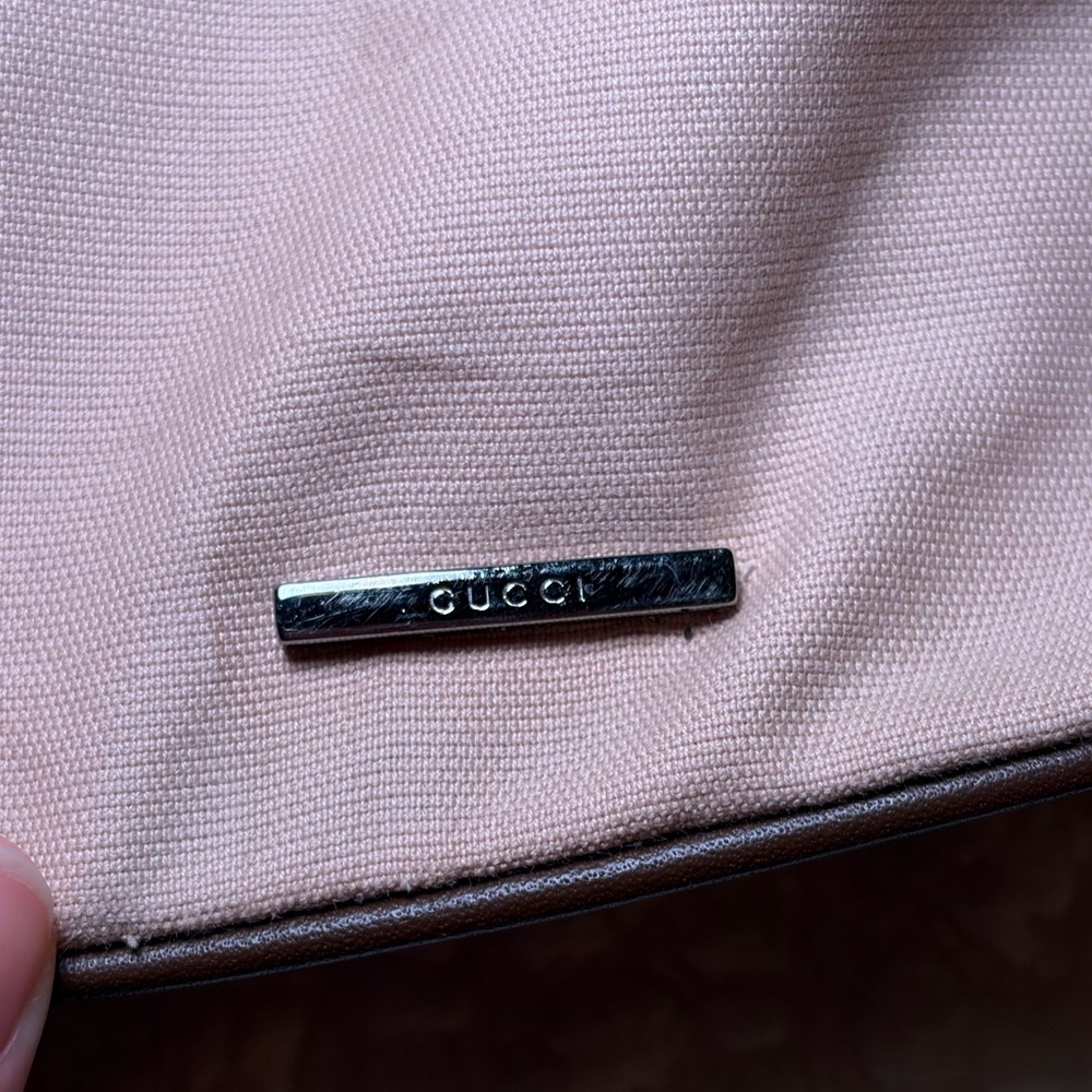Vintage Gucci Sherry GG Pink and Brown Shoulder Bag - Picture 2 of 16